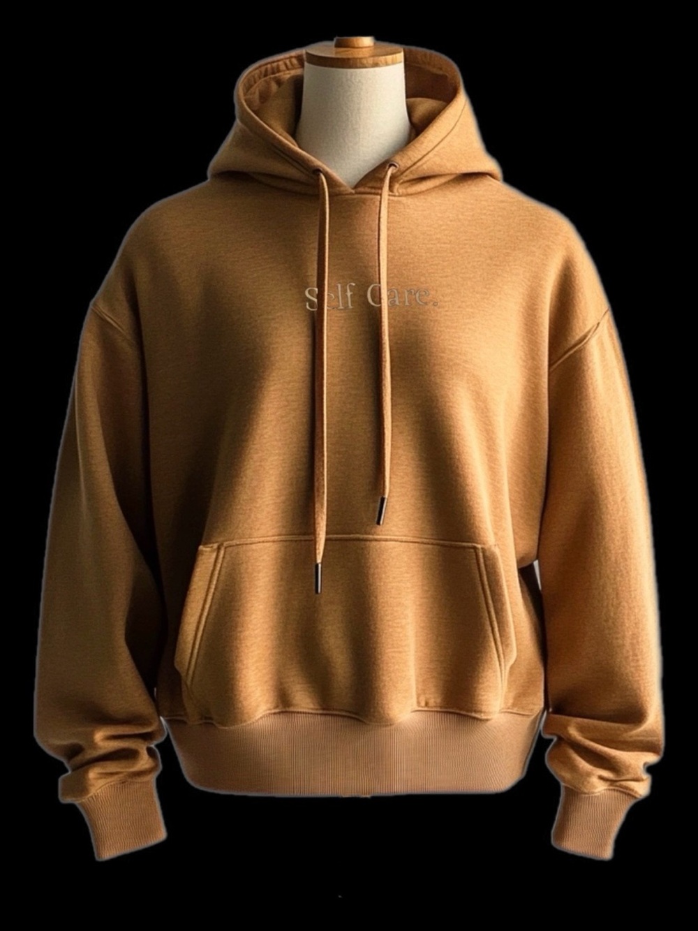 Brown “Self Care” Hoodie Size XL. Satin interior hood